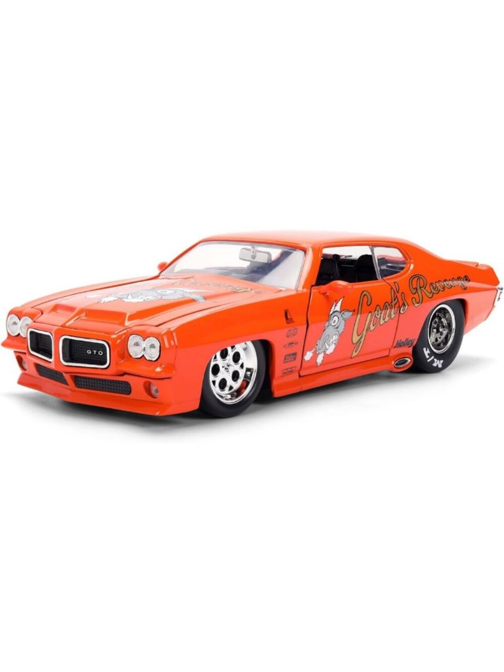 Die-Cast 1971 Pontiac GTO Model Car - 1:24 Scale, Opening Doors & Hood, Rubber